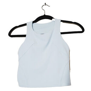 Lululemon Womens 0 Invigorate Train Tank Top Cropped Powder Blue Built-in Bra